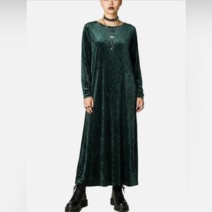 Vintage Crushed Velvet Maxi Dress 12/14 Whimsigoth Gothic Dark Romantic Fairy